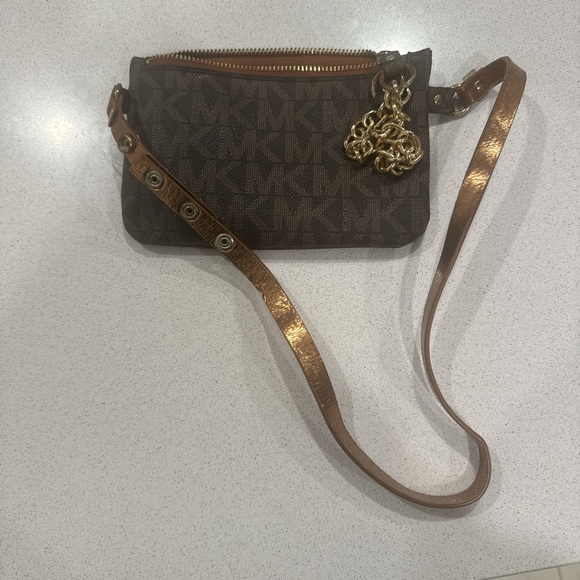 Michael Kors Dark Brown Monogram Crossbody Bag - Picture 1 of 2